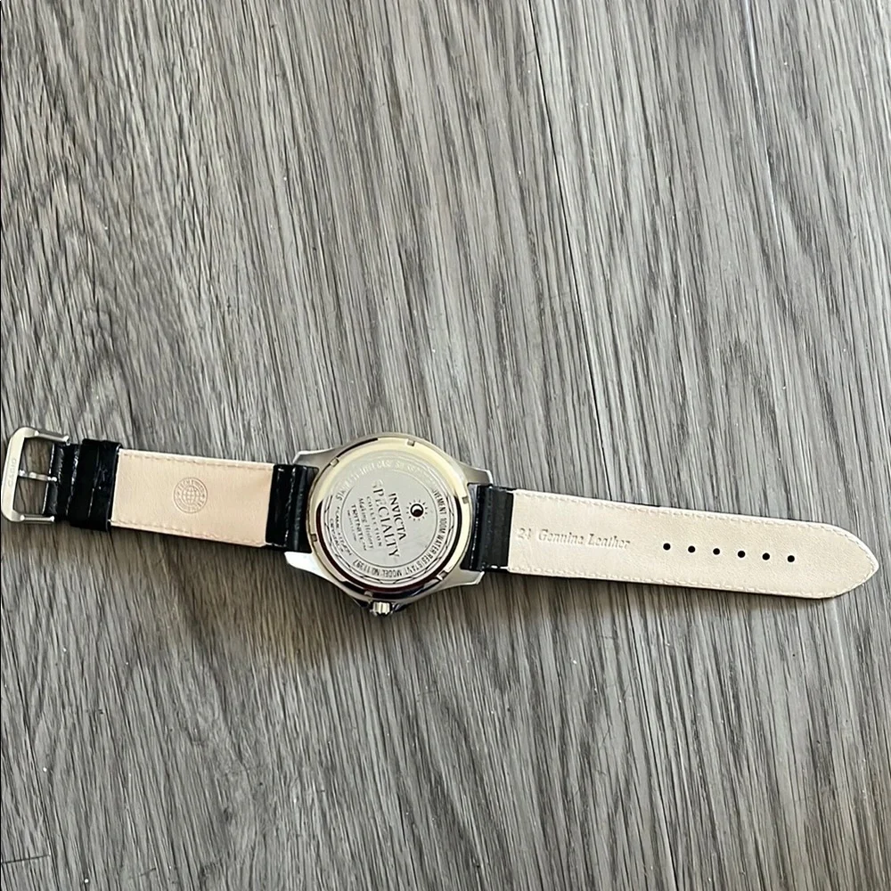 Invita Specialty Stainless Watch with Black Leather Strap! New battery and band!